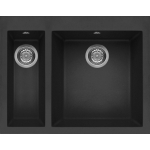 Elleci QUADRA150T Granite Countertop Double Sink Bowl (Black)
